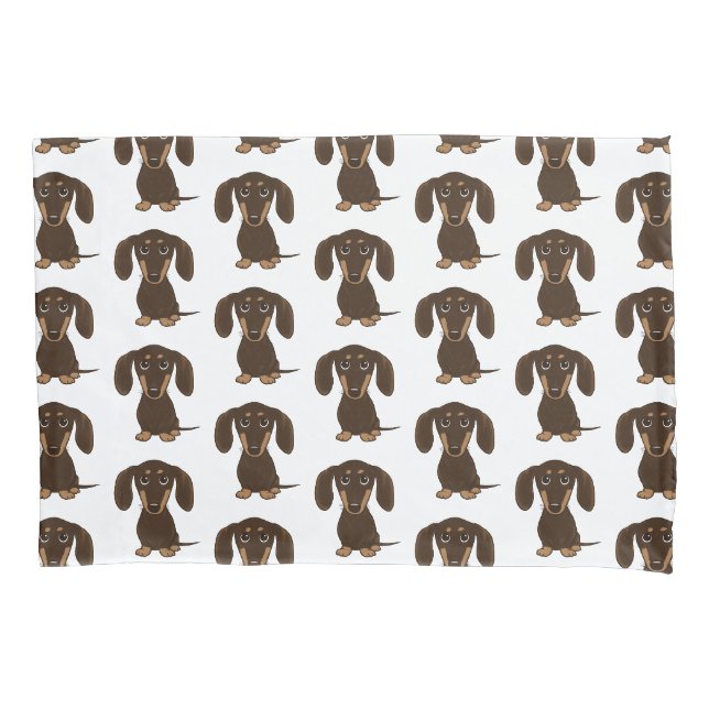 Cute Chocolate Dachshunds Pattern Pillowcase (Front)