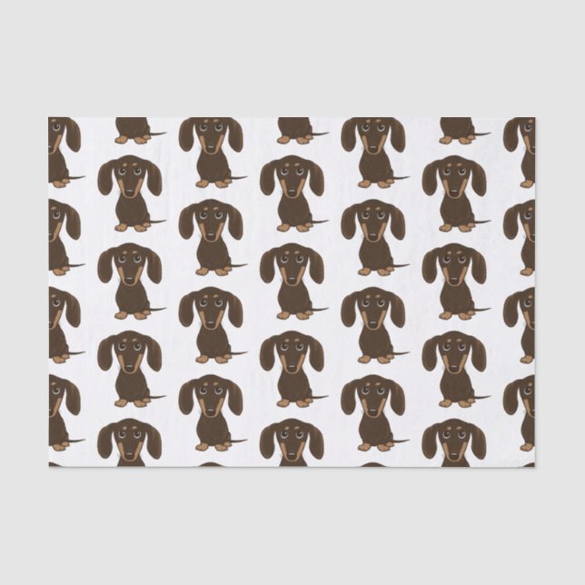 Cute Chocolate Dachshunds Pattern | Wiener Dogs Tissue Paper (Front)