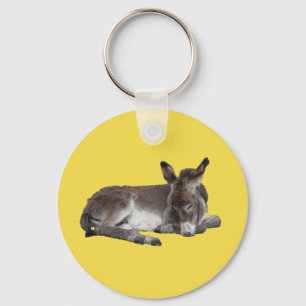 Cute chocolate donkey baby foal sleeping keychain