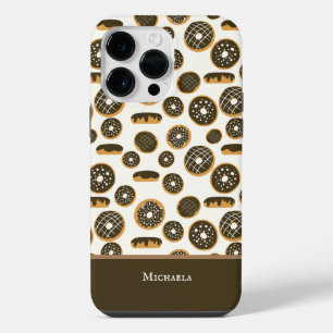 Cute Chocolate Doughnut Pattern Pastry iPhone 14 Pro Max Case
