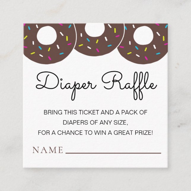 Cute Chocolate Doughnuts Baby Shower Diaper Raffle Enclosure Card (Front)