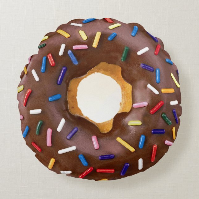 Cute Chocolate Doughnuts with Sprinkles Round Pillow (Front)