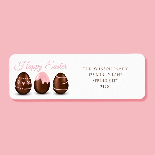 Cute Chocolate Eggs Happy Easter Address (Cute Chocolate Eggs Happy Easter Address Label)