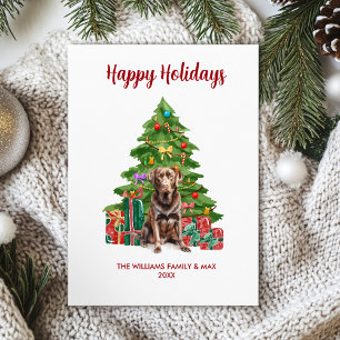 Cute Chocolate Lab Dog Family Christmas Holiday Card