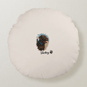 Cute Chocolate Labrador Dog – Bailey   Pet Gift Round Pillow