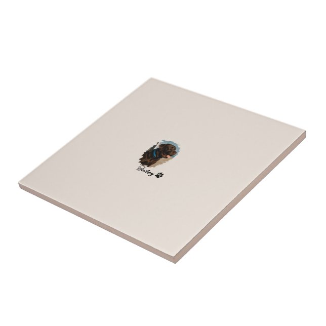 Cute Chocolate Labrador Dog – Bailey | Pet Gift Tile (Side)