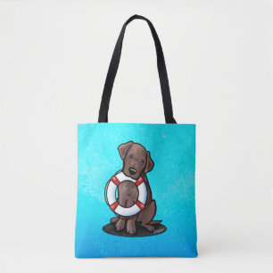 Cute Chocolate Labrador Rescue Dog Tote Bag