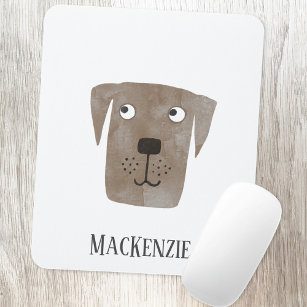 Cute Chocolate Labrador Retriever Dog Custom Name Mouse Pad