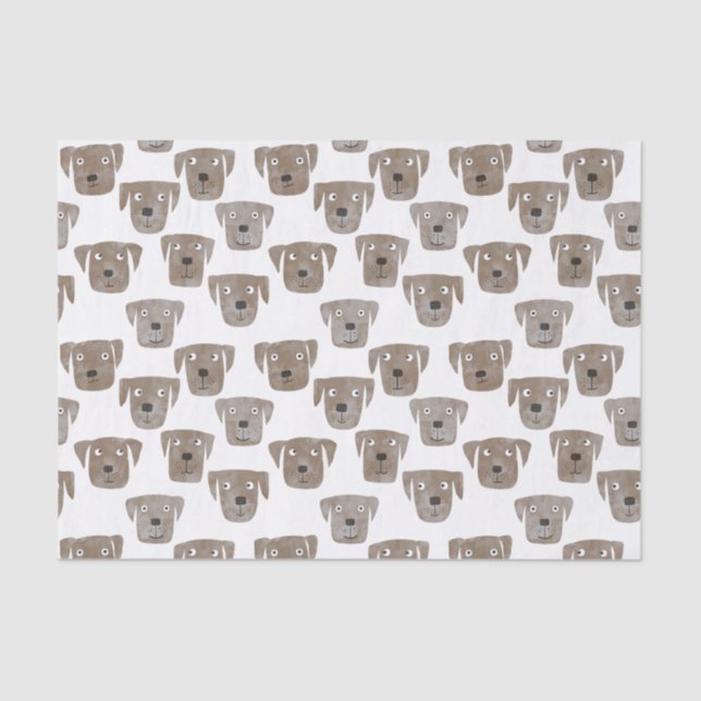 Cute Chocolate Labrador Retriever Dog Pattern Tissue Paper (Front)