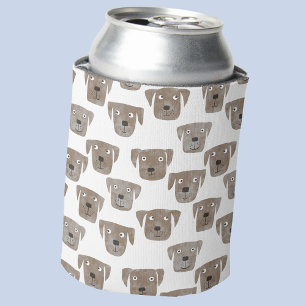 Cute Chocolate Labrador Retriever Dog Watercolor Can Cooler