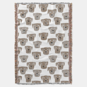 Cute Chocolate Labrador Retriever Dog Watercolor Throw Blanket