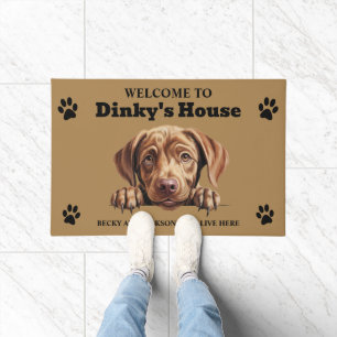 Cute Chocolate Labrador Retriever Photo Doormat