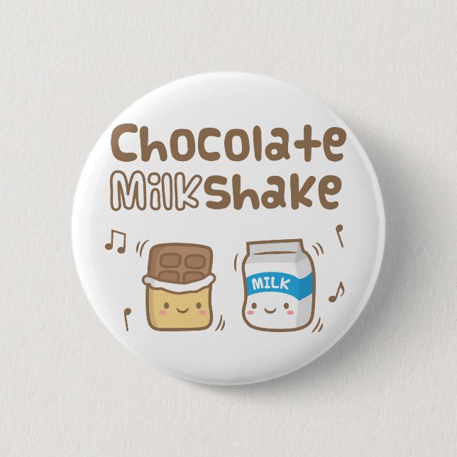 Cute Chocolate Milkshake Doodle For Her 2 Inch Round Button (Front)