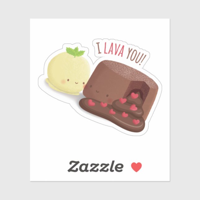 Cute Chocolate Molten Cake I Lava You Pun (Sheet)
