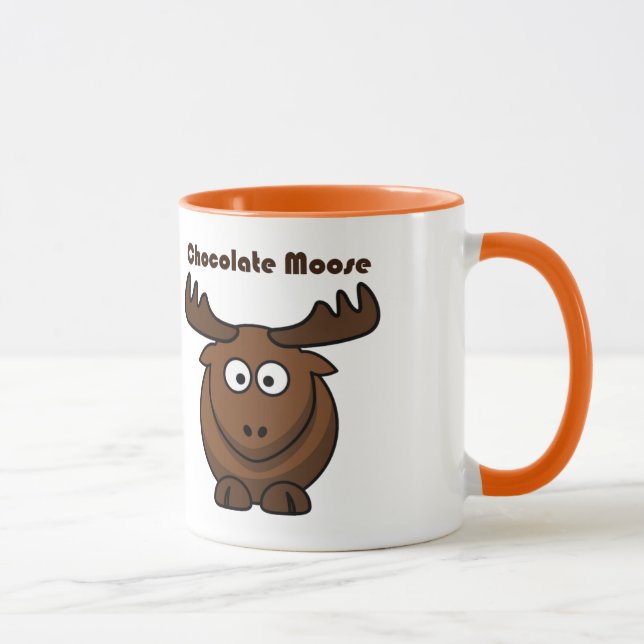 Cute Chocolate Moose,  Funny Dessert Pun Cartoon Mug (Right)
