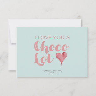 Cute Chocolate Pun Typography Green Thank You Card
