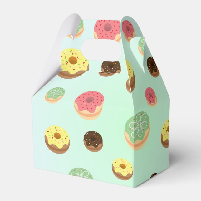 Cute Chocolate strawberry doughnuts pattern Birthd Favor Box (Front Side)