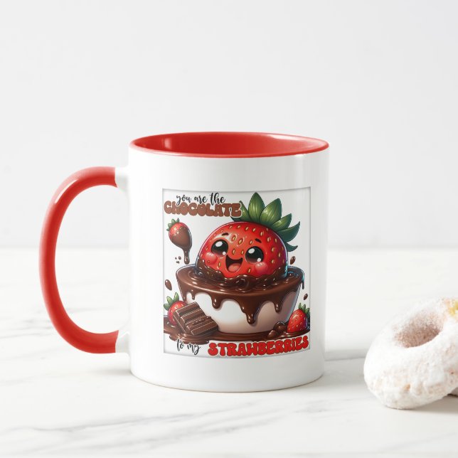Cute Chocolate strawberry word art  Mug (With Donut)