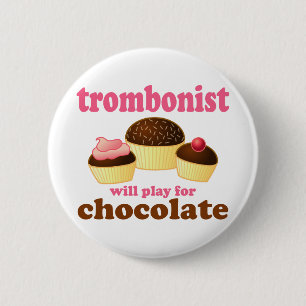 Cute Chocolate Trombone Button