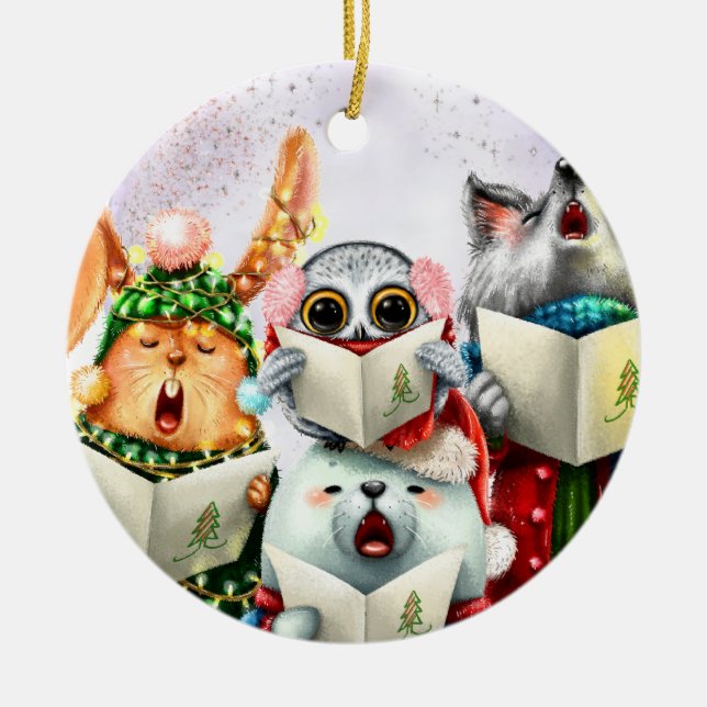 Cute Choir Animals  Teacher Christmas Ceramic   Ornament (Front)