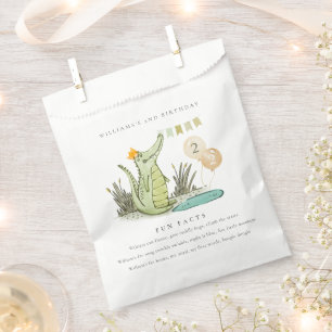 Cute Chomp Alligator in Swamp Fun Facts Birthday Favour Bag