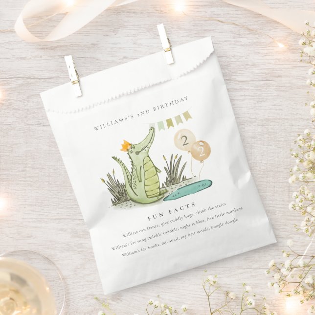 Cute Chomp Alligator in Swamp Fun Facts Birthday Favour Bag (Clipped)