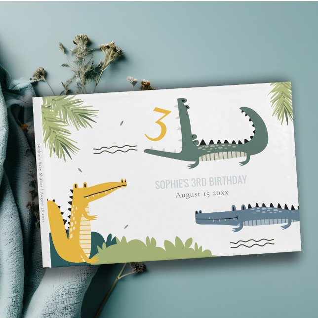 Cute Chomp Alligator Swamp Any Age Kids Birthday Guest Book (Creator Uploaded)