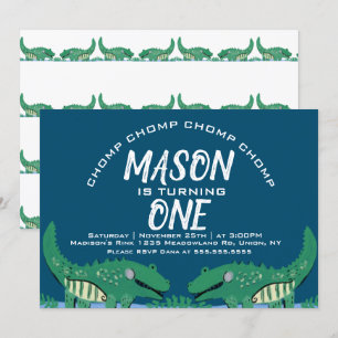 Cute Chomping Alligator Safari Birthday Party Invi Invitation