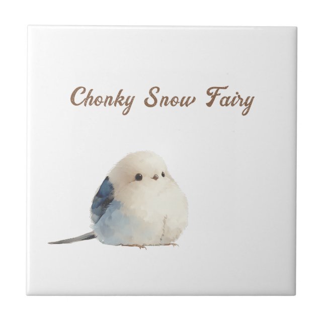 Cute Chonky Snow Fairy Shima Enaga Bird Tile (Front)