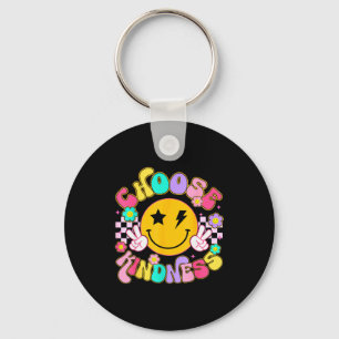 Cute Choose Kindness Groovy Smile Face Insrational Keychain