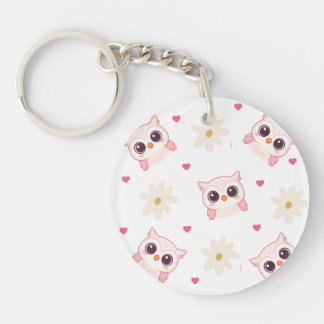 Cute Chouette Rose Porte - clé Motif - Style Kawai