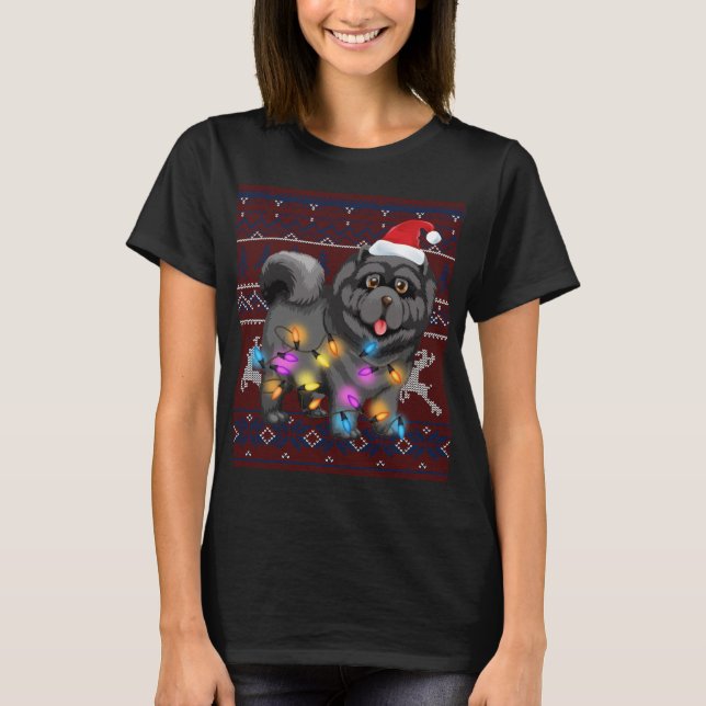 Cute Chow Chow Christmas Lights Ugly Sweater Chow  (Front)