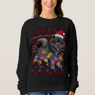 Cute Chow Chow Christmas Lights Ugly Sweater Chow