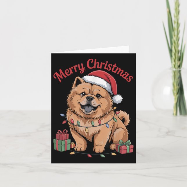Cute Chow Chow Christmas Xmas Funny Dog Lover Holi Card (Front)
