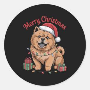 Cute Chow Chow Christmas Xmas Funny Dog Lover Holi Classic Round Sticker