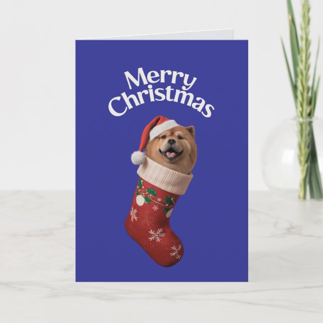Cute Chow Chow Dog Christmas  Card (Front)