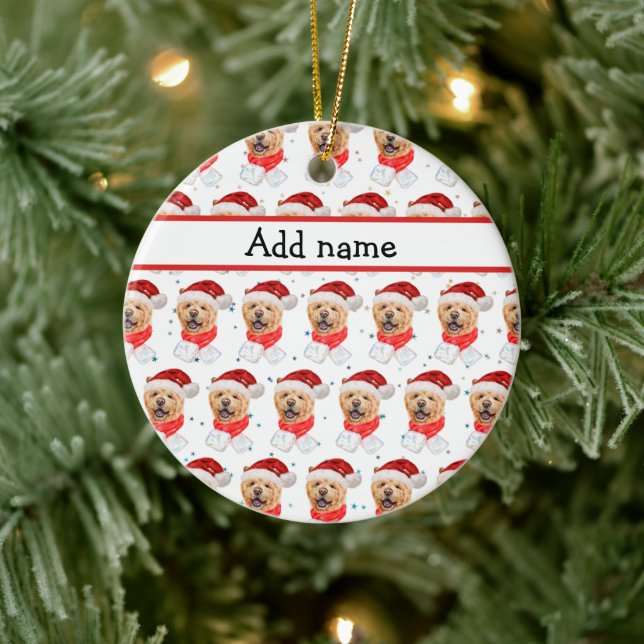 Cute Chow Chow Dog Christmas Pattern Ceramic Ornament (Tree)