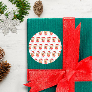 Cute Chow Chow Dog Christmas Pattern Classic Round Sticker