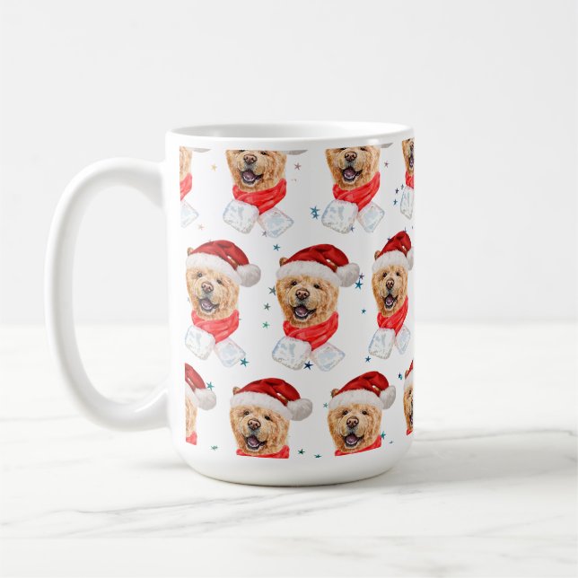 Cute Chow Chow Dog Christmas Pattern Coffee Mug (Left)