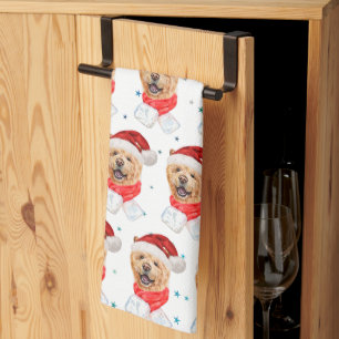 Cute Chow Chow Dog Christmas Pattern Kitchen Towel