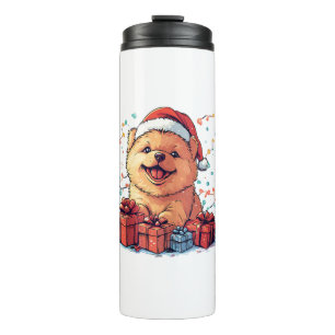 Cute Chow Chow Santa Hat Funny Christmas Xmas Dog Thermal Tumbler