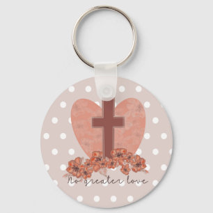 Cute Christian Easter Cross with Roses Keychain