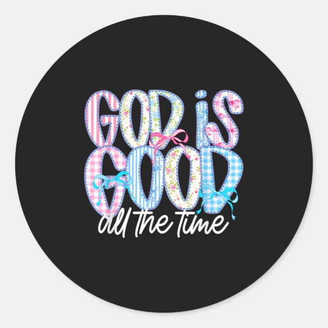 Cute Christian God Is Good All The Time Jesus Coqu Classic Round Sticker (Front)