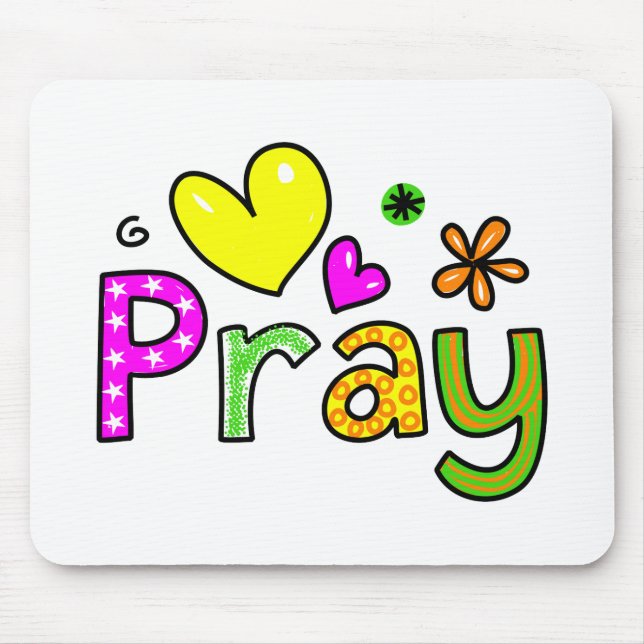 Cute Christian Pray Greeting Text Expression Mouse Pad (Front)