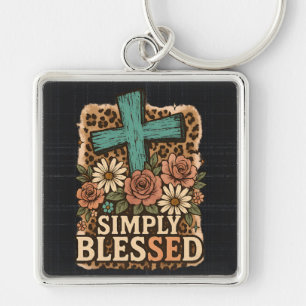 Cute Christian Simply Blessed Keychain