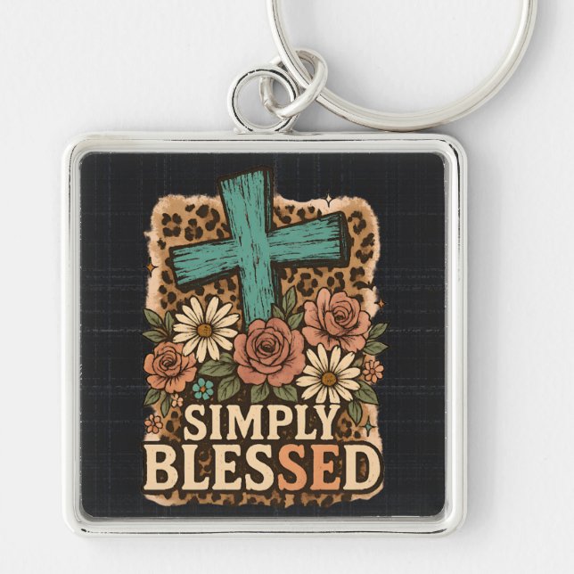Cute Christian Simply Blessed Keychain (Front)