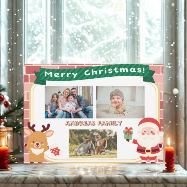 Cute Christmas 3 Photo Collage Holiday Card 2025 (Creator Uploaded)