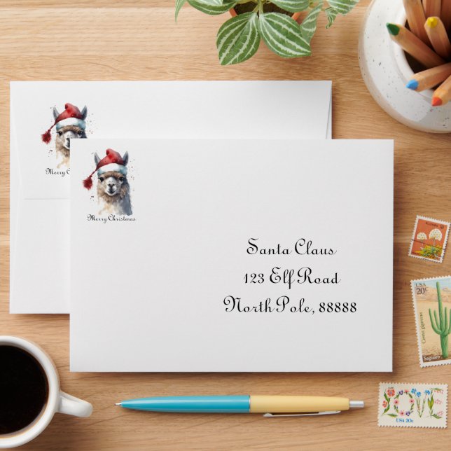 Cute Christmas Alpaca, custom Envelope (Desk)