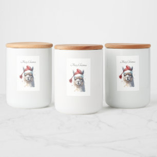 Cute Christmas Alpaca, custom Food Label