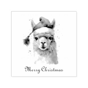 Cute Christmas Alpaca, custom Self-inking Stamp